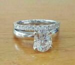 2.38 Ctw Oval Cut Solitaire Diamond Engagement Ring Wedding Band 14k White Gold Over