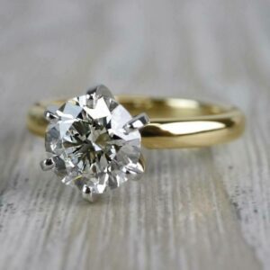 2.05 Ctw Solitaire 6-Prong Round Diamond 2-Tone Best Engagement Ring Solid 14k Yellow Gold