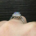 2.60 Carat Emerald White Diamond Halo Engagement Ring Solid 14k White Gold