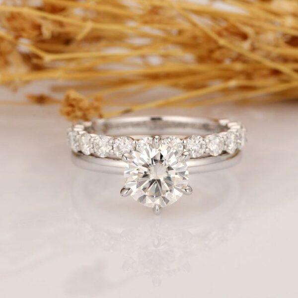 1.50 Carat Forever Round Solitaire Diamond Engagement Ring Wedding Band 14k White Gold Plated
