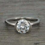 Half Bezel 2.00 Carat Excellent Cut Round Diamond Engagement Ring 14k Gold Over