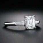 2.56 Ctw Emerald Cut Solitaire Diamond Side Baguette 3-Stone Engagement Ring 10k White Gold