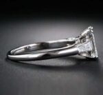 2.56 Ctw Emerald Cut Solitaire Diamond Side Baguette 3-Stone Engagement Ring 10k White Gold