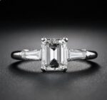 2.56 Ctw Emerald Cut Solitaire Diamond Side Baguette 3-Stone Engagement Ring 10k White Gold