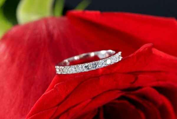 Half Eternity Wedding Band, 0.38 Ctw  Brilliant VVS1 Diamond Anniversary Gift Ring 14K White Gold