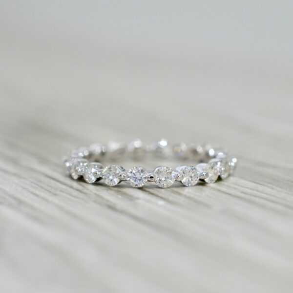 Full Eternity Wedding Band, 1.25 Ctw Brilliant Cut Diamond Band Solid 10k White Gold