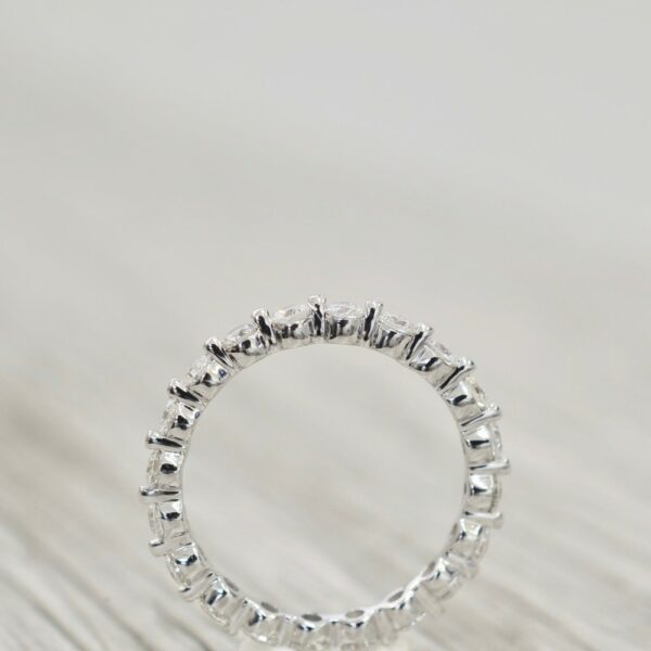 Full Eternity Wedding Band, 1.25 Ctw Brilliant Cut Diamond Band Solid 10k White Gold