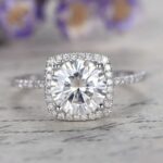 2.50 Ctw Round D/VVS1 Diamond Cushion Shape Halo Wedding Engagement Ring 14k Gold Over