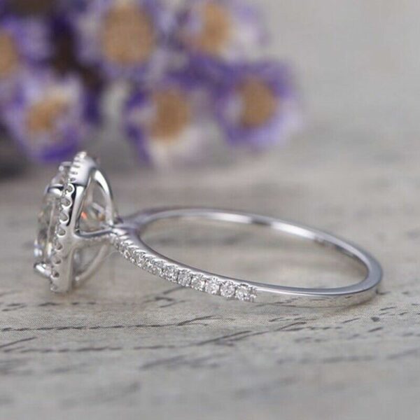 2.50 Ctw Round D/VVS1 Diamond Cushion Shape Halo Wedding Engagement Ring 14k Gold Over