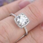 2.50 Ctw Round D/VVS1 Diamond Cushion Shape Halo Wedding Engagement Ring 14k Gold Over
