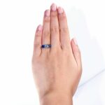 1.75 Ctw Round Diamond With Sapphire 3-Stone Engagement Ring 14k White Gold Over