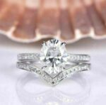 2.60 Ctw Solitaire Oval Cut Diamond Engagement Ring Curved Wedding Band 14k White Gold Over