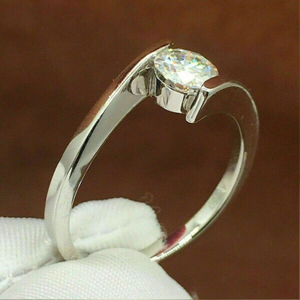1.50 Carat Round Cut VVS1 Diamond Tension Set Engagement Ring Promise Ring 14k Gold Over