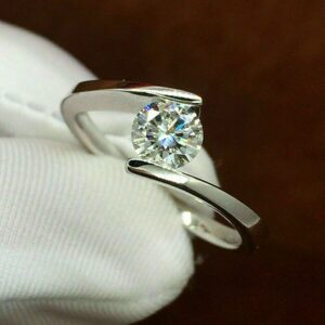 1.50 Carat Round Cut VVS1 Diamond Tension Set Engagement Ring Promise Ring 14k Gold Over