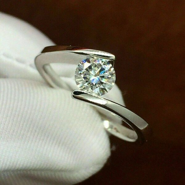 1.50 Carat Round Cut VVS1 Diamond Tension Set Engagement Ring Promise Ring 14k Gold Over