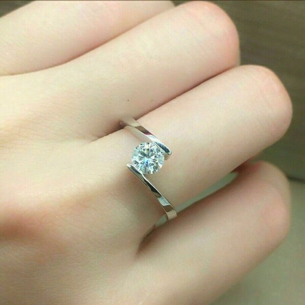 1.50 Carat Round Cut VVS1 Diamond Tension Set Engagement Ring Promise Ring 14k Gold Over