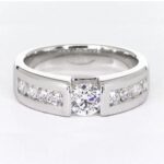 1.65 Ctw Channel Set Round Diamond Men's Ring Solid 14k White Gold