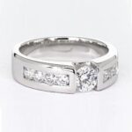 1.65 Ctw Channel Set Round Diamond Men's Ring Solid 14k White Gold