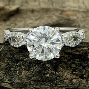 2.45 ctw Solitaire Round Diamond Infinity Engagement Ring 14k Gold Over, Promise Ring For Her