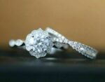 Art Deco 2.93 ctw Round Cut Diamond Antique Engagement Ring Set 14k White Gold Over