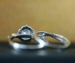 Art Deco 2.93 ctw Round Cut Diamond Antique Engagement Ring Set 14k White Gold Over