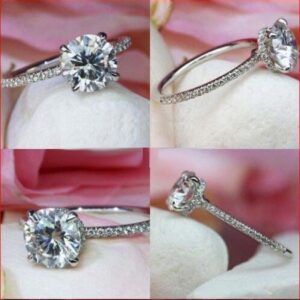 3.00 Carat Round Cut Diamond Hidden Halo Solitaire Engagement Ring In 14k White Gold