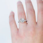 3.30 ctw Cushion Cut Solitaire Double 4-Prong Set  Diamond Engagement Ring 14K White Gold