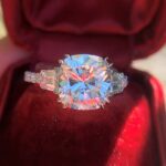 3.30 ctw Cushion Cut Solitaire Double 4-Prong Set  Diamond Engagement Ring 14K White Gold