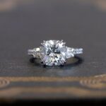 3.30 ctw Cushion Cut Solitaire Double 4-Prong Set  Diamond Engagement Ring 14K White Gold
