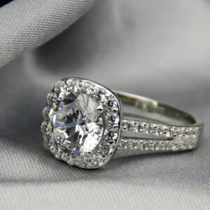 2.68 ctw Round VVS1 Diamond Halo 2-Shank Engagement Ring Real 10k White Gold