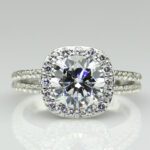 2.68 ctw Round VVS1 Diamond Halo 2-Shank Engagement Ring Real 10k White Gold