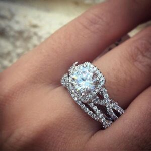 3.05 ctw Brilliant Cut Diamond Halo With Infinity Engagement Ring Set 14k White Gold