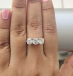 2.60 ctw Solitaire 3-Stone Brilliant Cut Diamond Wedding Engagement Ring 14k White Gold