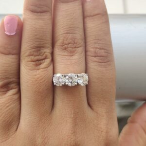 2.60 ctw Solitaire 3-Stone Brilliant Cut Diamond Wedding Engagement Ring 14k White Gold