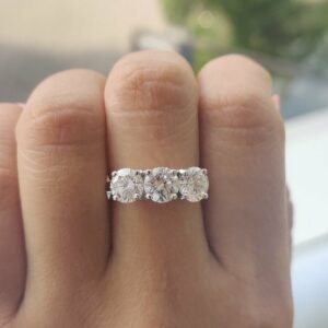 2.60 ctw Solitaire 3-Stone Brilliant Cut Diamond Wedding Engagement Ring 14k White Gold