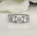 2.60 ctw Solitaire 3-Stone Brilliant Cut Diamond Wedding Engagement Ring 14k White Gold