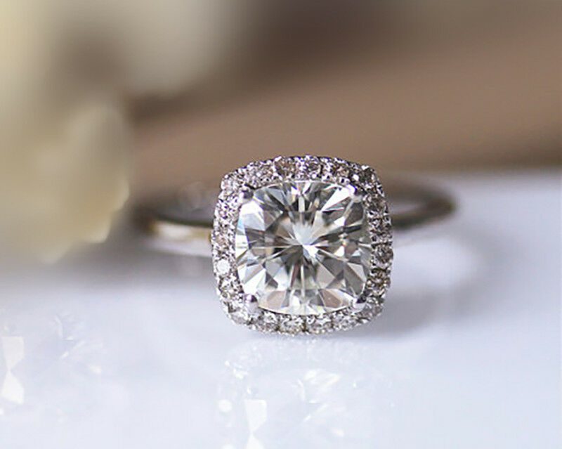 Cushion Cut Diamond Engagement Ring with Halo