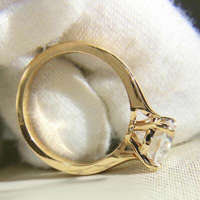 Big 3.00 Carat Oval Cut White Diamond Pretty Engagement Ring Solid 14k Yellow Gold