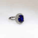 2.80 ctw Oval Cut Blue Sapphire Diamond Halo Women's Engagement Ring 14K White Gold Over