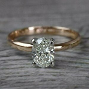 2-Tone Ring, 2.00 CT Brilliant Oval Cut Diamond Promise Ring Engagement Ring 14k Gold Plated