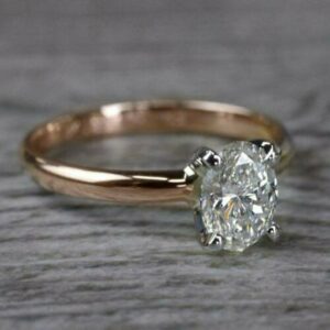 2-Tone Ring, 2.00 CT Brilliant Oval Cut Diamond Promise Ring Engagement Ring 14k Gold Plated