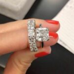 8mm Asscher Cut Solitaire Diamond Engagement Ring Luxury Eternity Wedding Band Solid 14k White Gold
