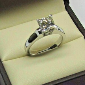3.00 CT Princess Cut White Diamond Luxury Wedding Engagement Ring Solid 14k White Gold
