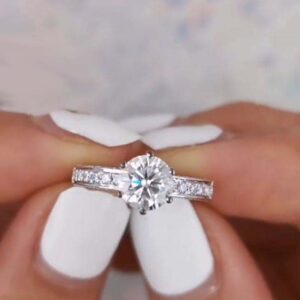2.86 ctw Round Cut Diamond Side 3-Row Accents Luxury Engagement Ring 14k White Gold