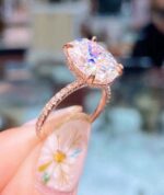 3.70 ctw White Oval Cut Brilliant Diamond Pretty Engagement Ring For Women's Solid 14k Rose Gold