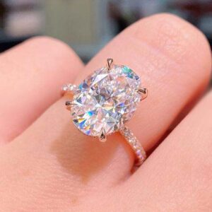 3.70 ctw White Oval Cut Brilliant Diamond Pretty Engagement Ring For Women's Solid 14k Rose Gold