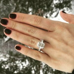 2.90 ctw Double Prong-Set Cushion Diamond With Baguette Accents Engagement Ring In 10k White Gold