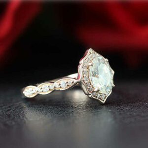 2.50 Ctw White Oval Cut Diamond Antique Halo Engagement Ring Solid 10k Rose Gold