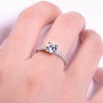 1.60 Carat Brilliant Cut Diamond Best Engagement Ring, Trio Wedding Ring Set 14k Gold Over