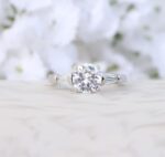 2.36 CTW Brilliant Cut Diamond 3-Stone Engagement Ring Solid 14K White Gold